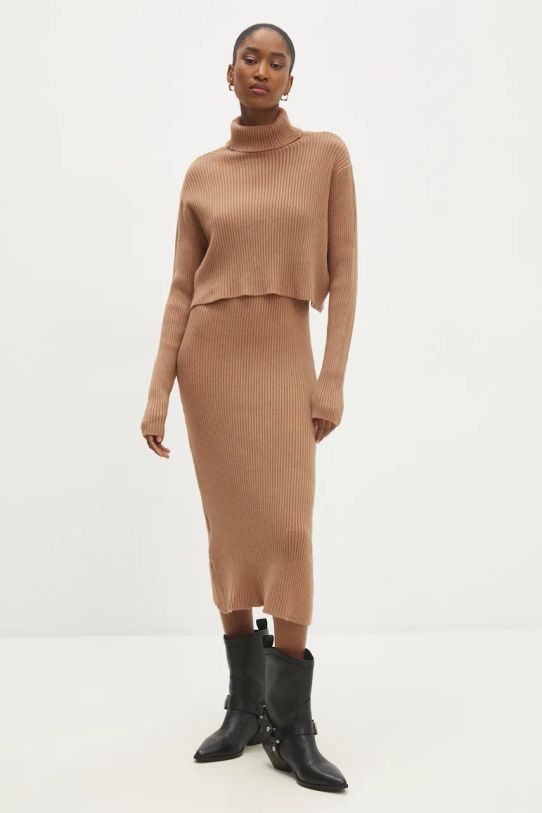 Answear.LAB sukienka i sweter casual brązowy W0906AB.HLK