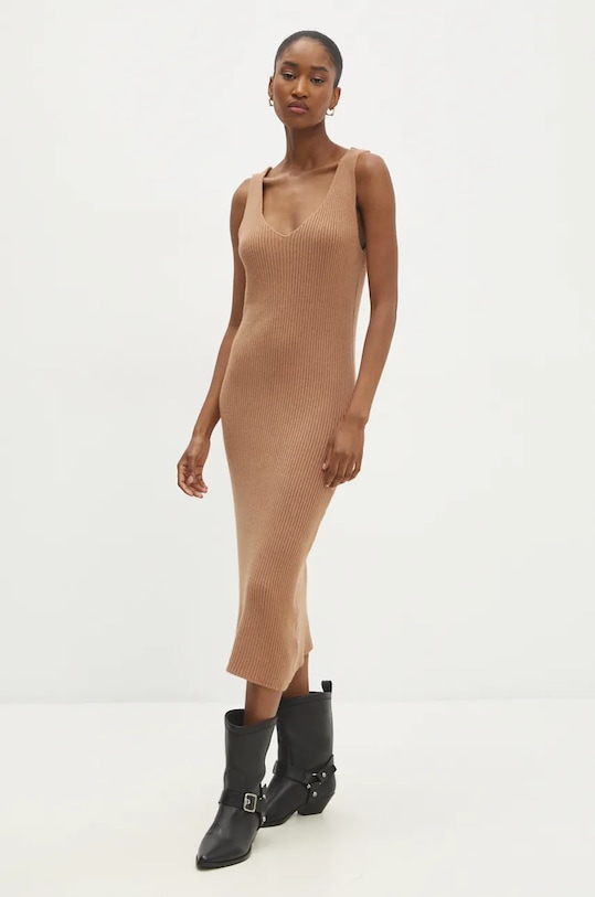 Answear.LAB sukienka i sweter W0906AB.HLK brązowy WZ24