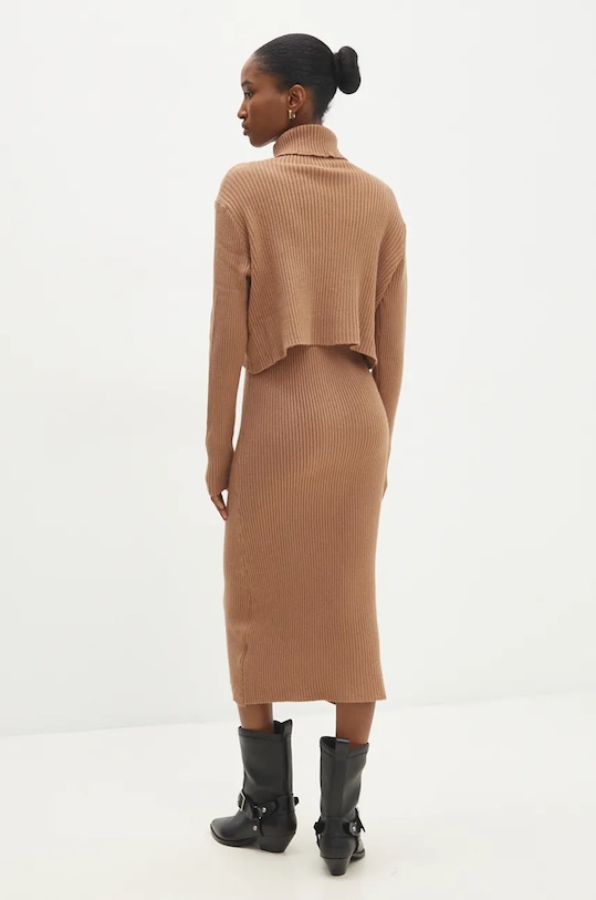 Answear.LAB sukienka i sweter brązowy W0906AB.HLK