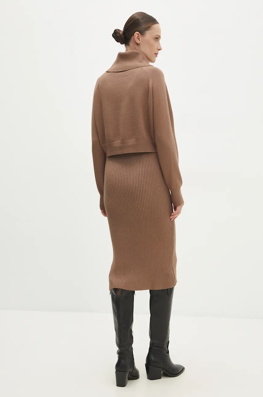 Odzież Answear.LAB sukienka i sweter W0926AB.HLK brązowy