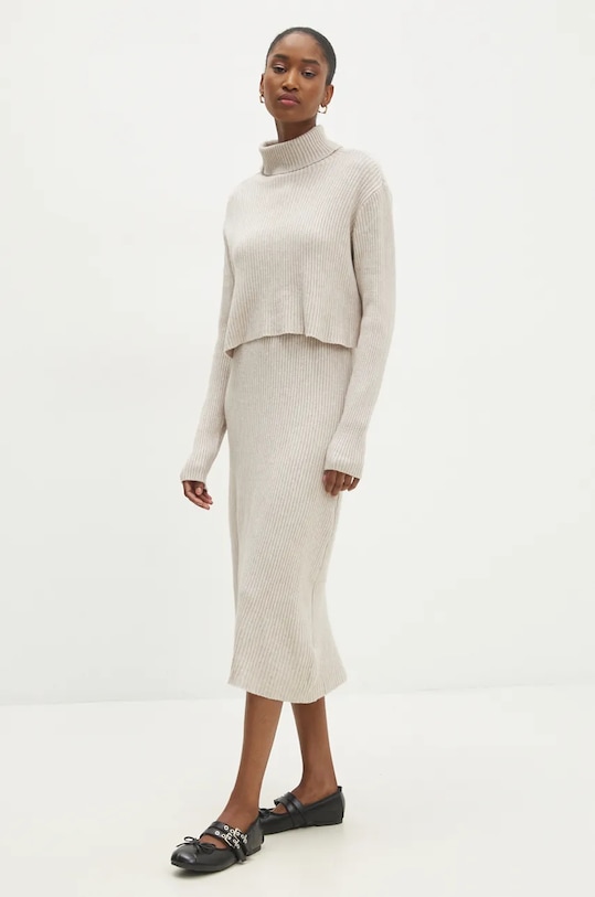 Answear.LAB komplet dzianina beżowy W01043AB.HLK