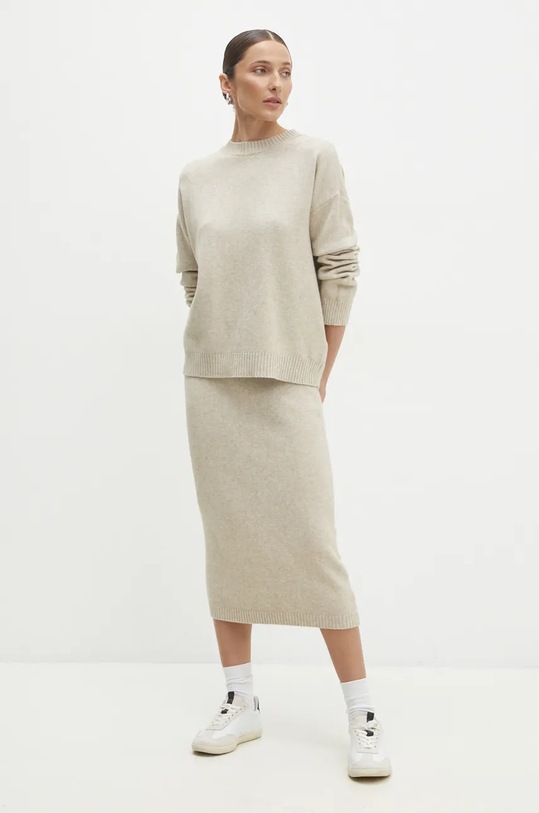 Answear.LAB sweter i spódnica dzianina beżowy N7193.HLK