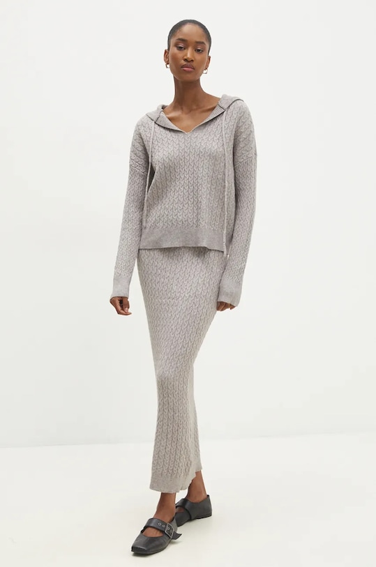 Answear.LAB sweter i spódnica dzianina szary W2011AB.HLK