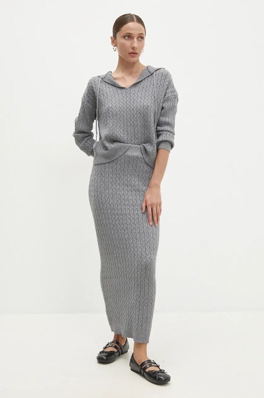 Answear.LAB sweter i spódnica dzianina szary W2011AB.HLK
