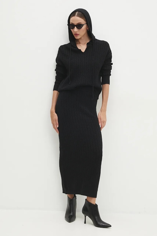 Answear.LAB sweter i spódnica dzianina czarny W2011AB.HLK