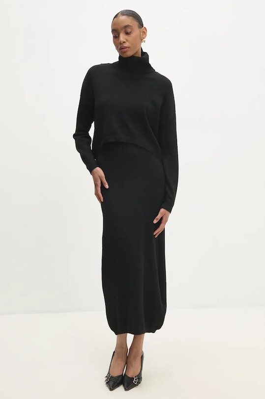 Answear Lab rochie și pulover tricotaj negru m8561.FKK