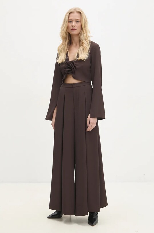 Answear.LAB bluzka i spodnie z elastanem brązowy 8816.8818.hms