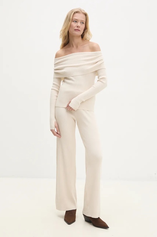 Answear.LAB komplet sweter i spodnie z elastanem beżowy ms3160.ilk