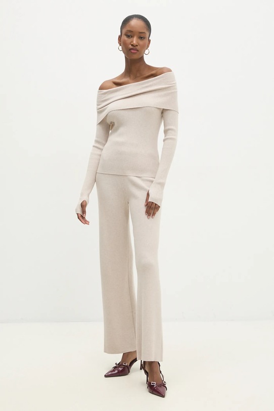 Komplet pulover i hlače Answear.LAB pletivo bež ms3160.ilk