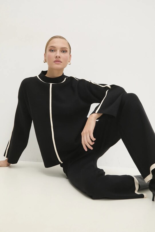 Answear Lab compleu tricotaj negru YQ.803.YQ.824.FKK