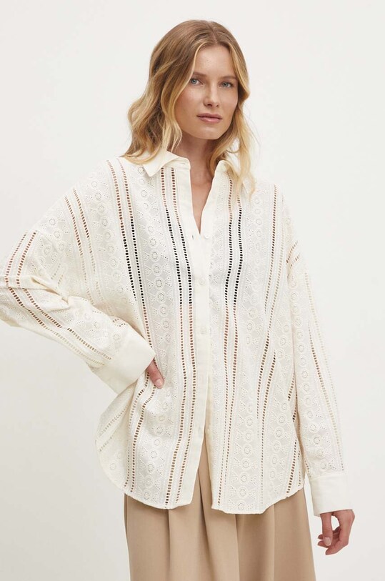 Answear Lab koszula bawełniana bawełna beżowy v2050.IKK