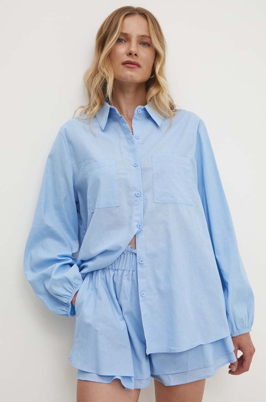 Answear Lab cămașă lung albastru 19411..IKK