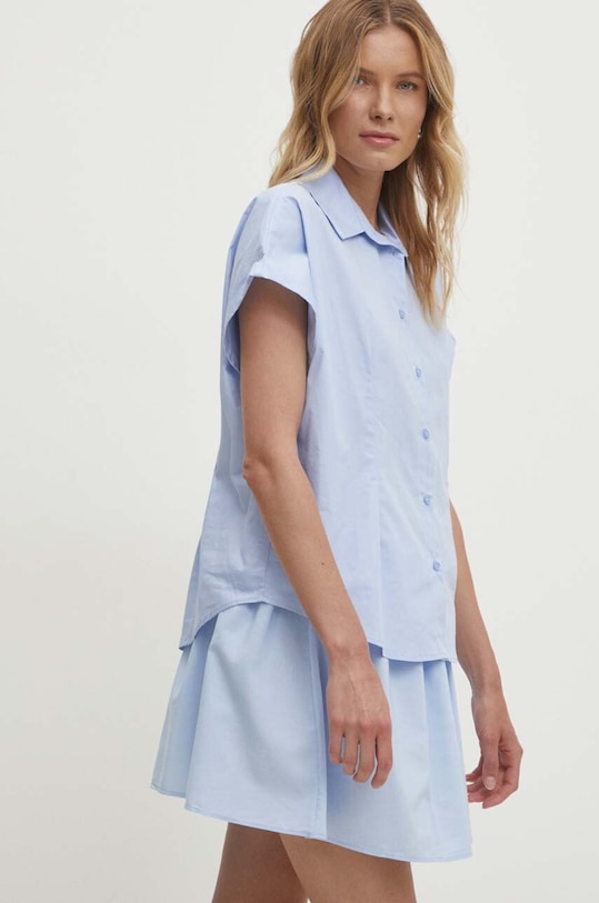 Answear Lab cămașă din bumbac scurt albastru pk2705.IW