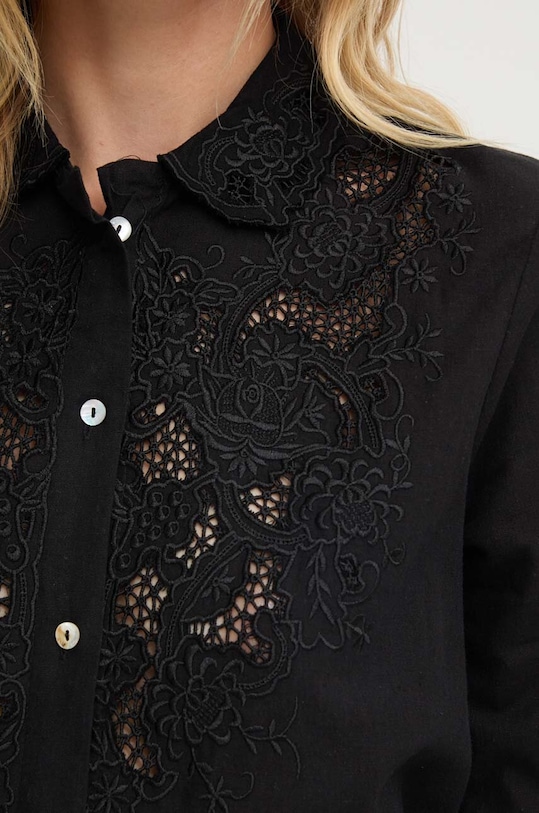 Answear Lab cămașă din amestec de in 33733.th negru