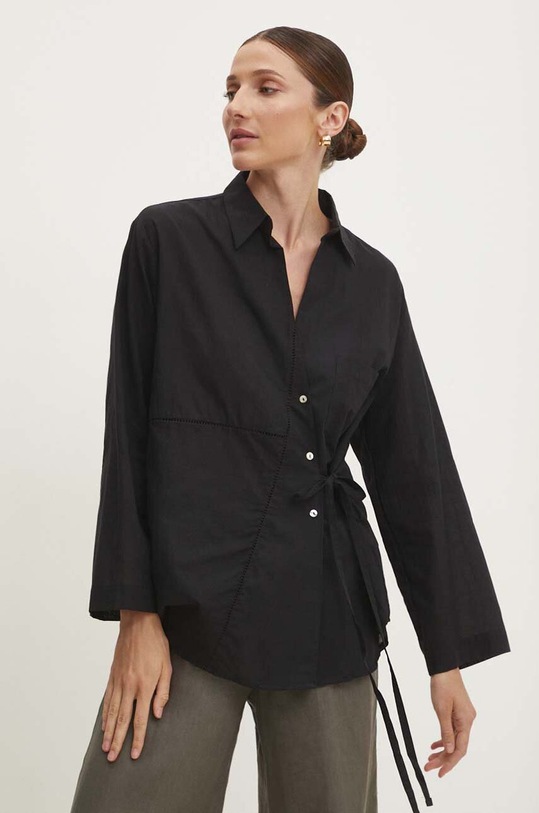 Bavlněná košile Answear.LAB hladký černá 33554.th
