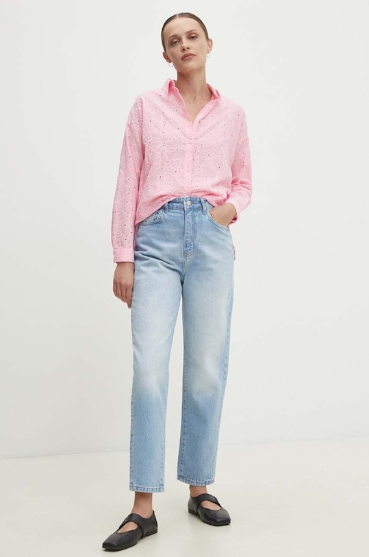 Answear Lab cămașă din bumbac SHPKWI.TKK roz WZ24