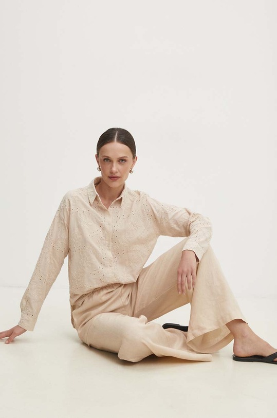 Answear Lab koszula bawełniana shpli.TKK beżowy WZ24