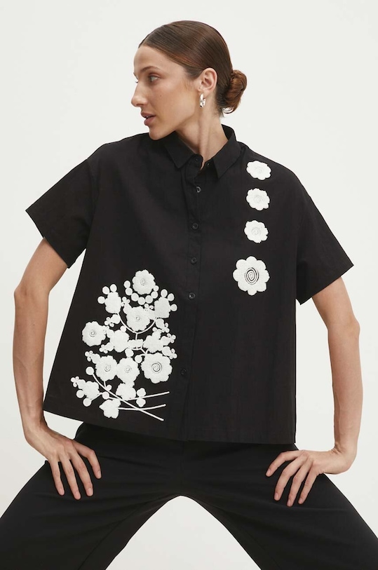 Сорочка Answear Lab короткий чорний A22250.HWK