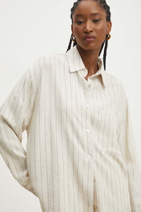 Answear Lab koszula z lnem casual beżowy 5962.HWK