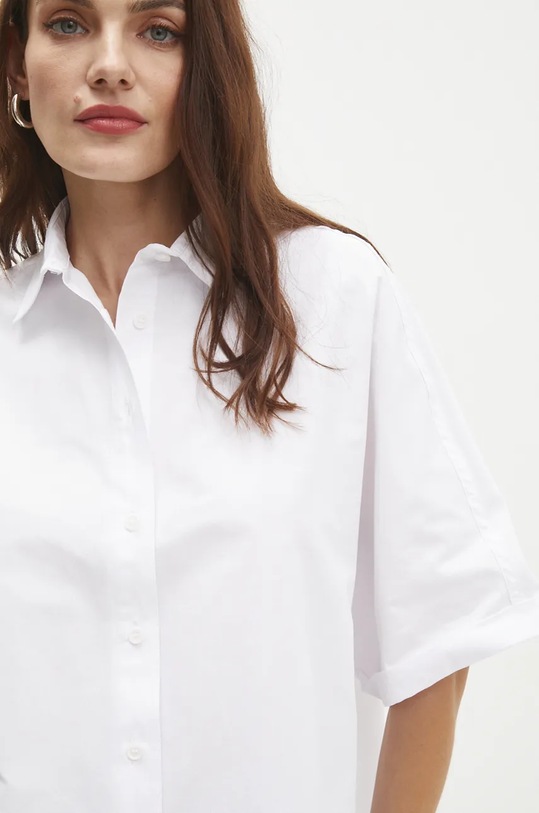 Answear Lab cămașă din bumbac scurt alb 11754.th