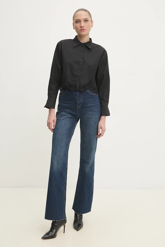 Answear Lab cămașă din bumbac ck08210.fh negru WZ24