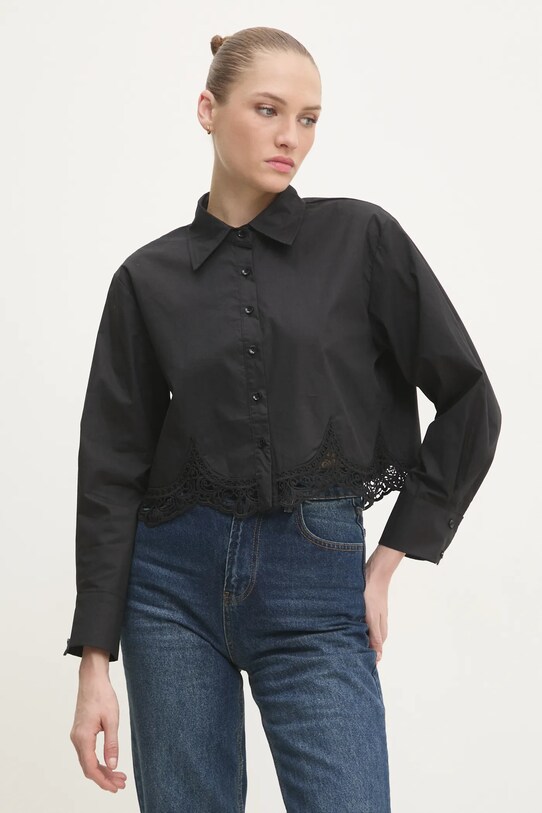 Бавовняна сорочка Answear.LAB чорний ck08210.fh