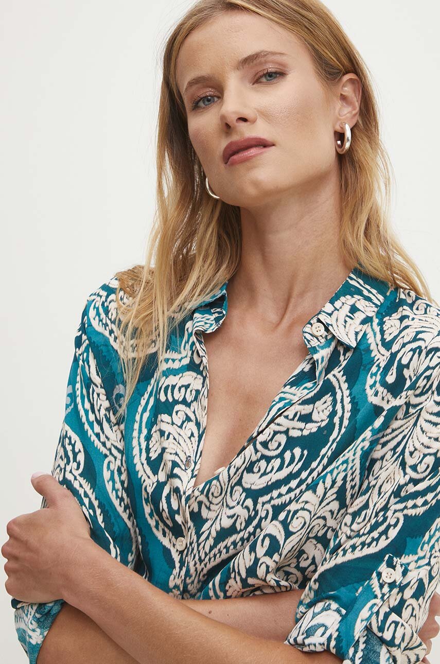 Answear Lab cămașă turcoaz A080538.hh