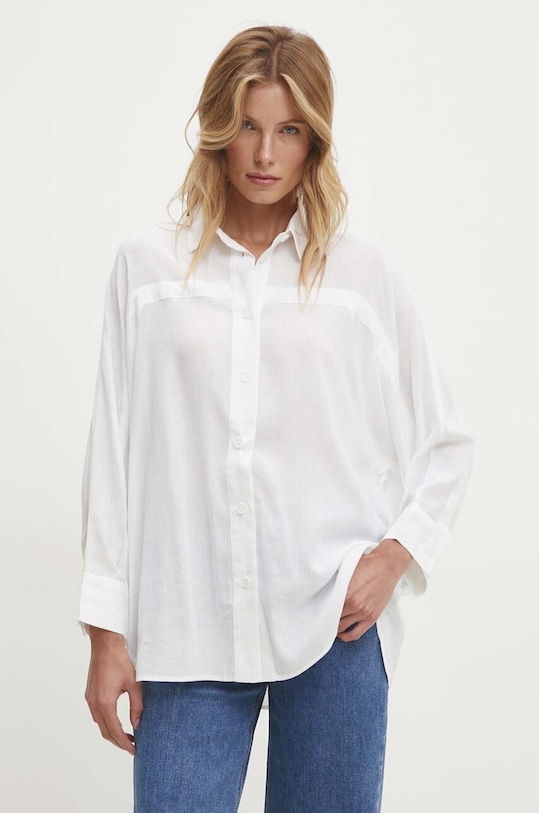Košile s příměsí lnu Answear.LAB bílá 2765.ijs