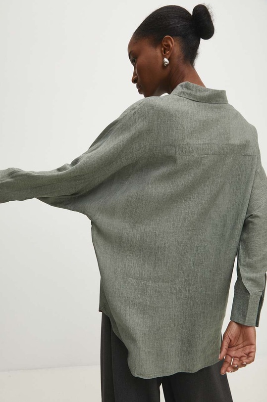 Odzież Answear Lab koszula z domieszką lnu 2765.ijs zielony