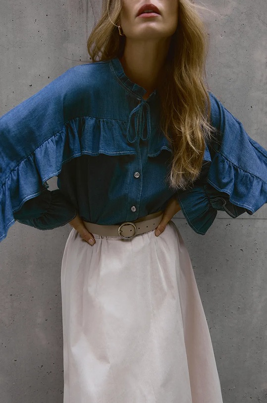 Answear Lab cămașă lung albastru 92085.ims