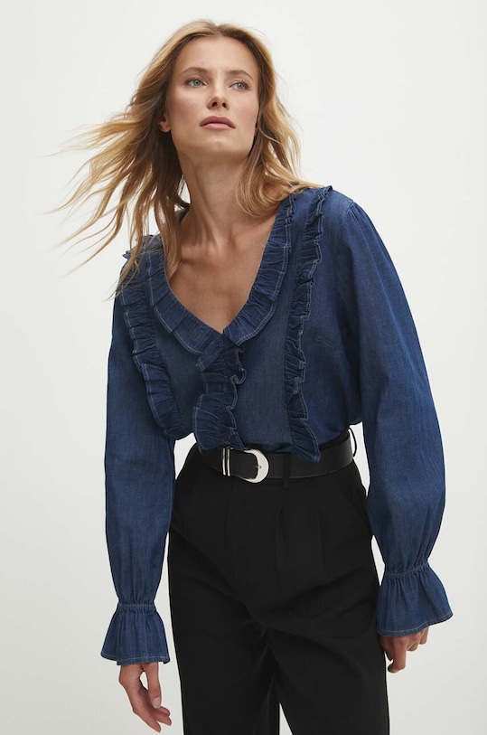 Answear Lab bluzka jeansowa z elastanem niebieski 92086.ims