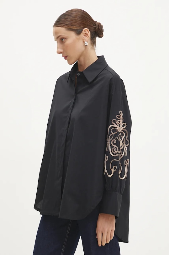 Bavlněná košile Answear.LAB dlouhý černá 13513.hos