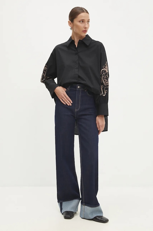 Bavlněná košile Answear.LAB 13513.hos černá WZ24