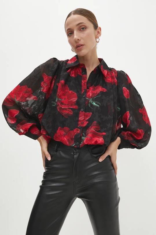 Košile Answear.LAB květinový černá 23174yc.FKK