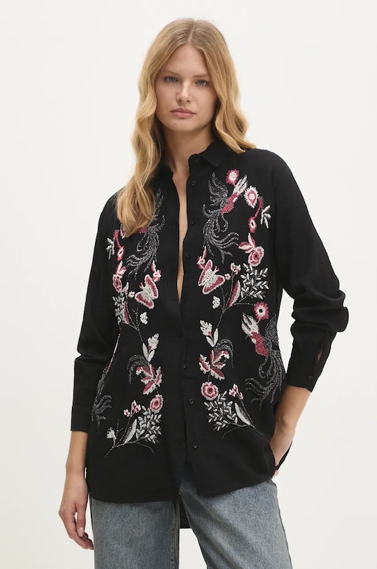 Košile Answear.LAB dlouhý černá sng.of.tos