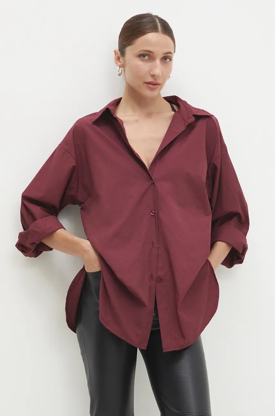 Βαμβακερό πουκάμισο Answear.LAB g0138.4v.IKK μπορντό WZ24