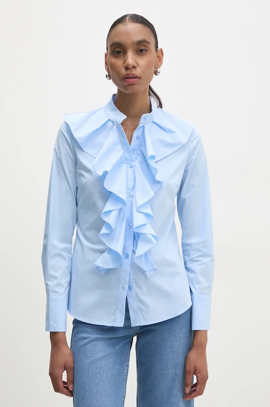 Answear Lab cămașă din bumbac lung albastru 32625ca.ilk
