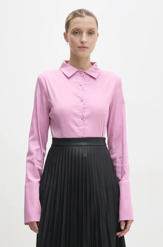 Answear Lab cămașă lung roz pk2578.ilk