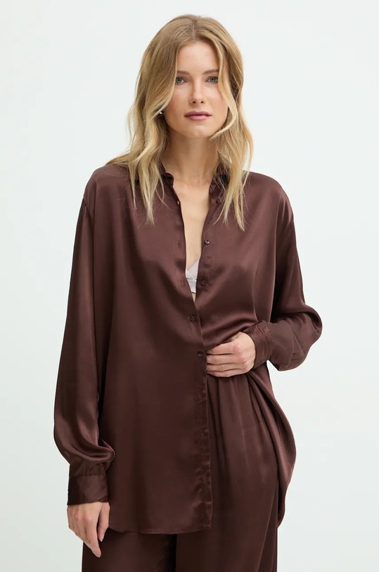 Košile Answear.LAB dlouhý hnědá 341346.tos