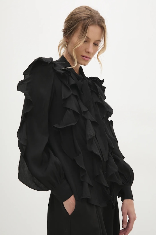 Answear Lab cămașă lung negru VMC3137.hos