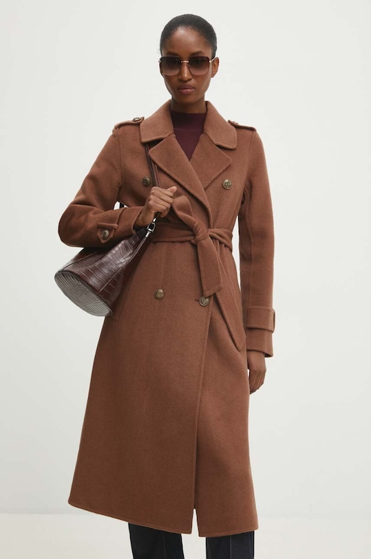 Μάλλινο παλτό Answear.LAB μαλλί καφέ 3012.FH