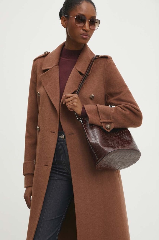Μάλλινο παλτό Answear.LAB καφέ 3012.FH