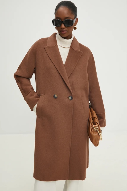 Шерстяное пальто Answear.LAB без подкладки коричневый 3033.1FH