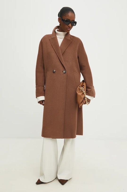 Шерстяное пальто Answear.LAB 3033.1FH коричневый WZ24