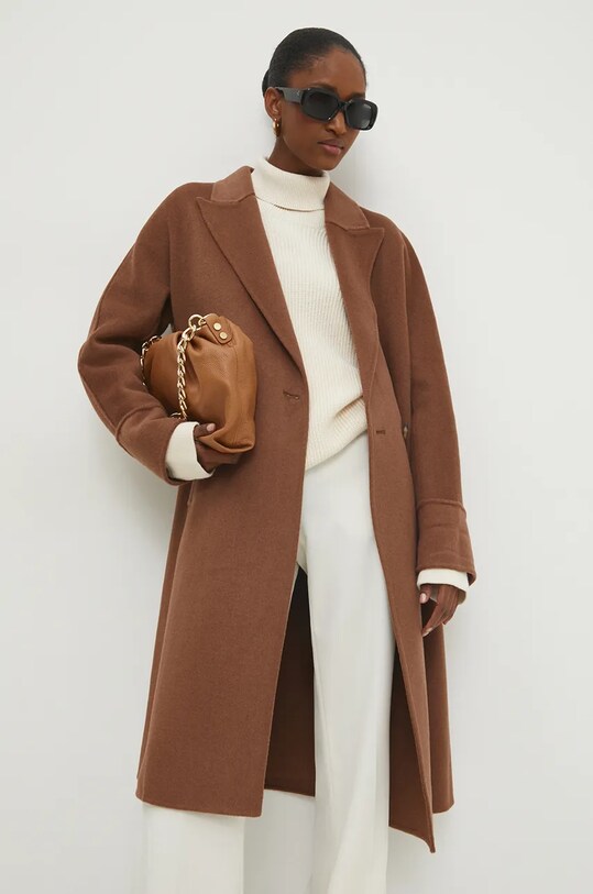 Шерстяное пальто Answear.LAB коричневый 3033.1FH