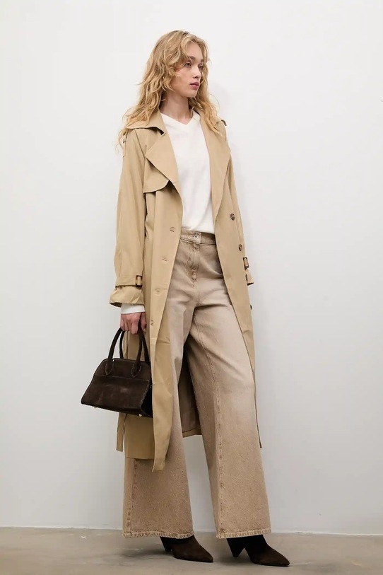 Answear.LAB płaszcz nieocieplane beżowy MA706.hms