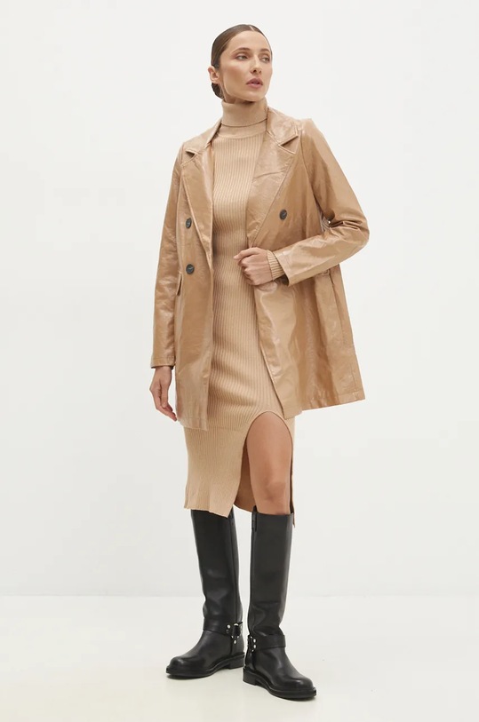 Answear.LAB płaszcz nieocieplane beżowy 3443.flk