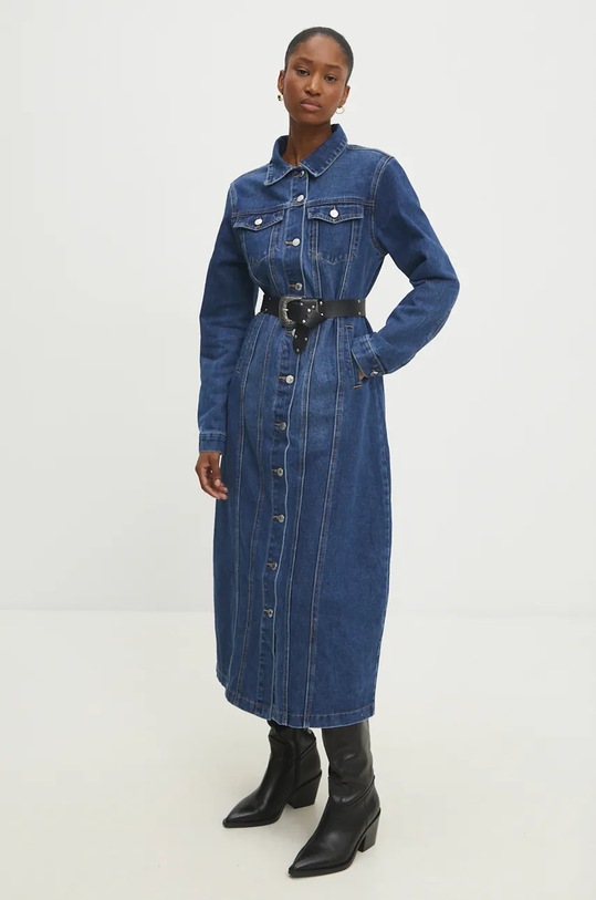 Answear Lab płaszcz jeansowy v783.fos granatowy WZ24