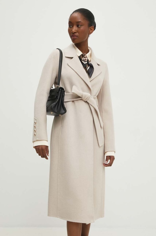 Vlněný kabát Answear.LAB nezateplené béžová 3017.fos