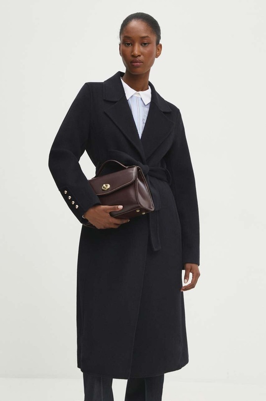 Vlněný kabát Answear.LAB nezateplené námořnická modř 3017.fos